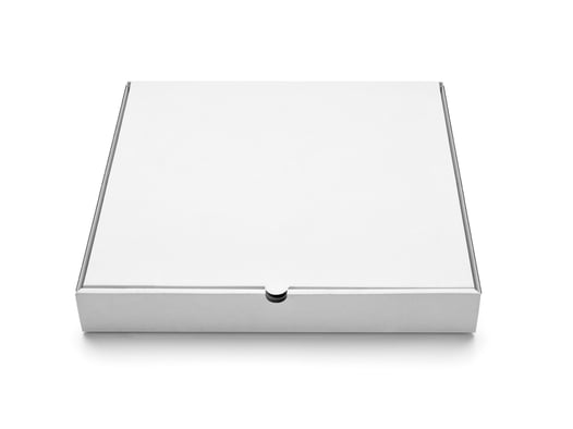 close up of  a white pizza box template on white background